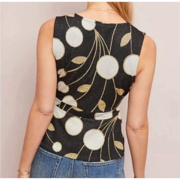 Anthropologie Maeve Craspedia Two Piece Skirt Peplum Wrap Top Blouse Size Medium - Picture 5 of 16